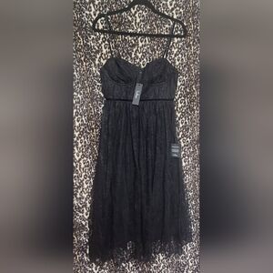 Lulu's Black Strapless Babydoll Dress with Sweetheart Neckline